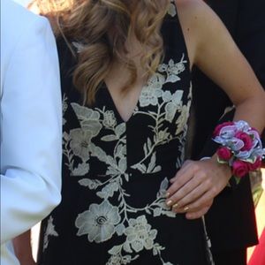 Black and gold A LINE floorlength prom dress